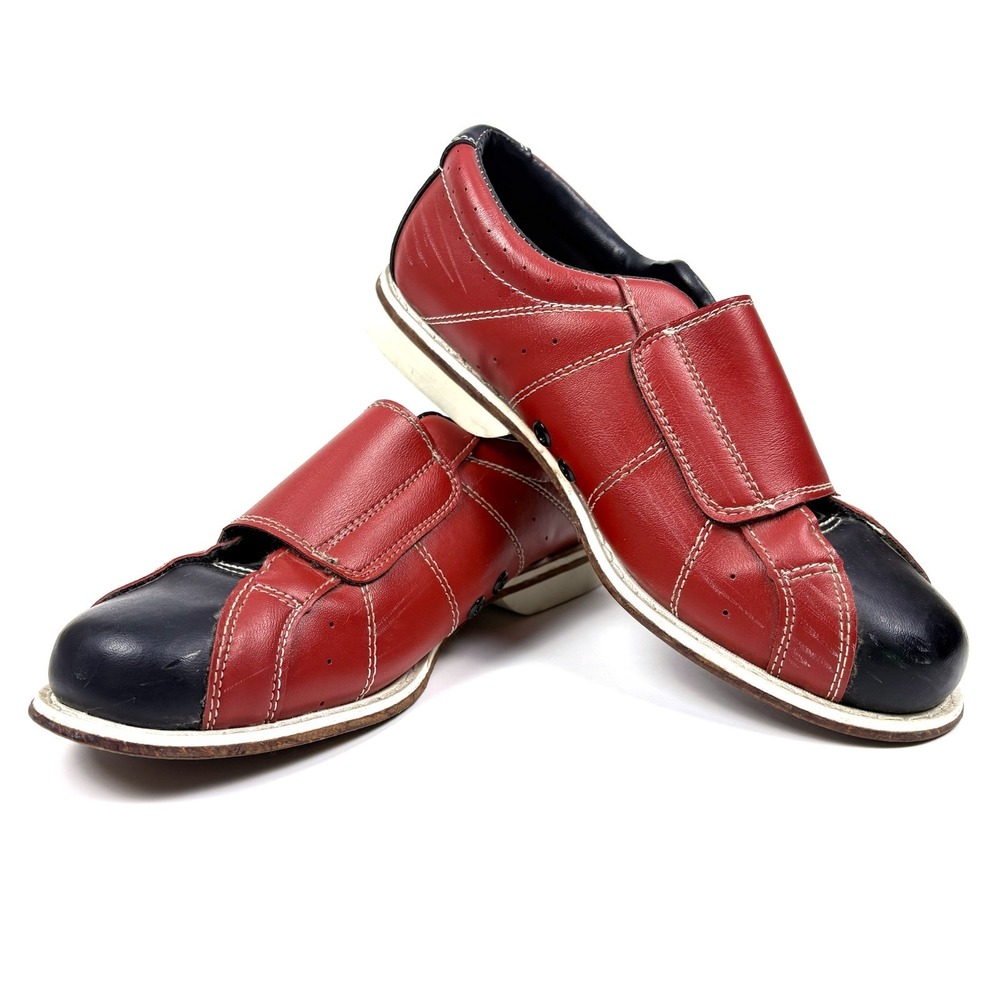 Brunswick Hybrid Rental Style Bowling Shoe Sz M 8 W 9.5 Red Black 2 Tone Hk+Loop